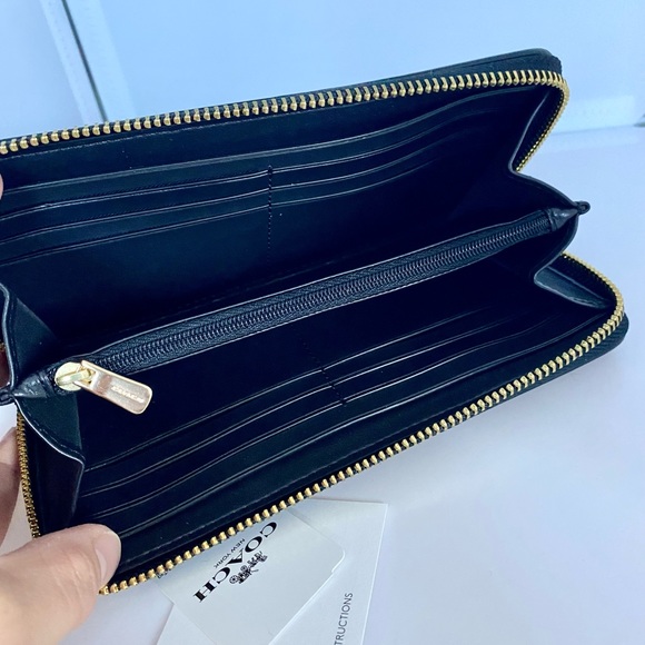 💯🔲NEW🔲Coach long zip round wallet/full size/leather - Picture 6 of 6